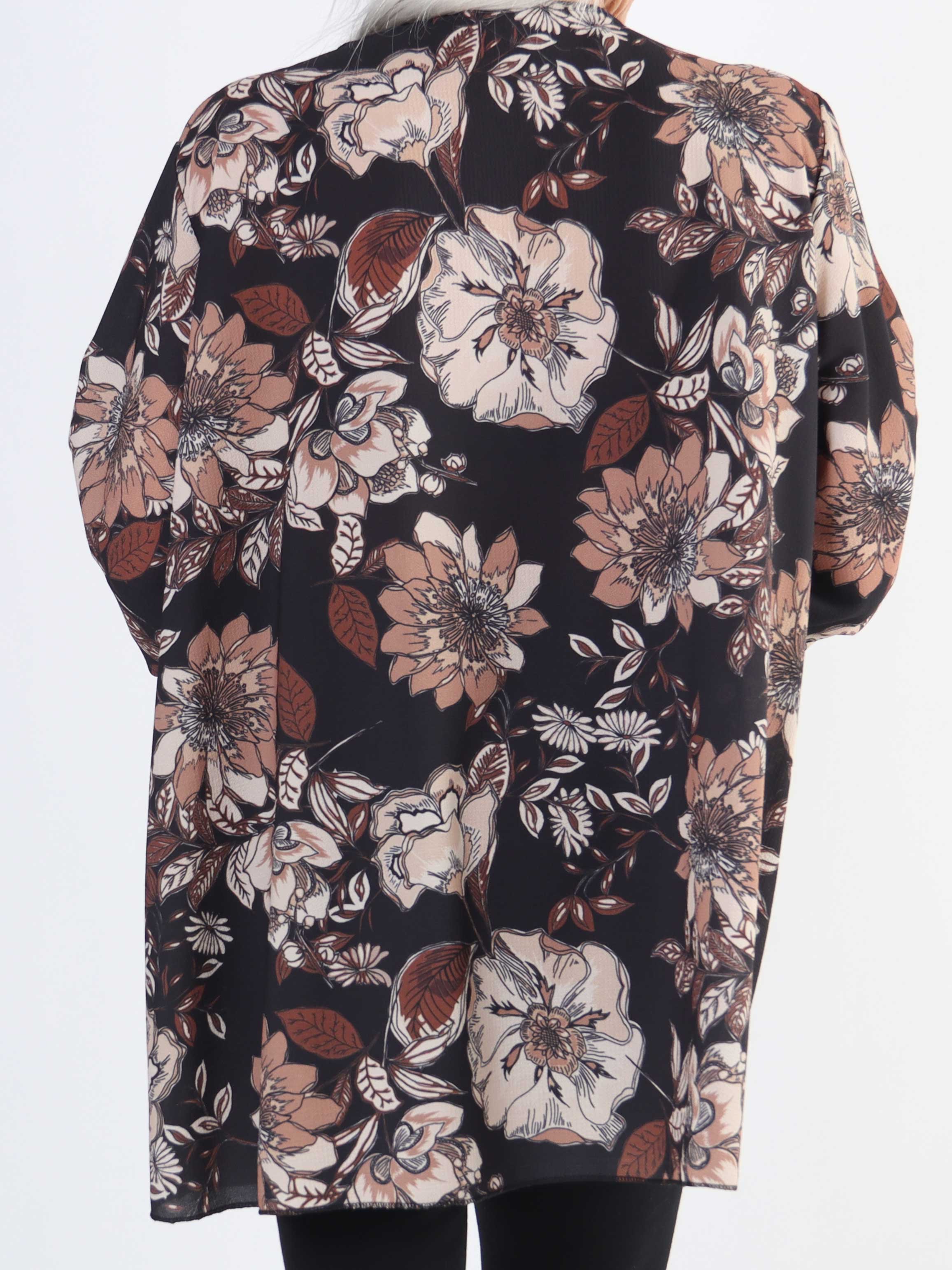 Claudia Flower - Plus size tunika med blomsterprint og lynlås